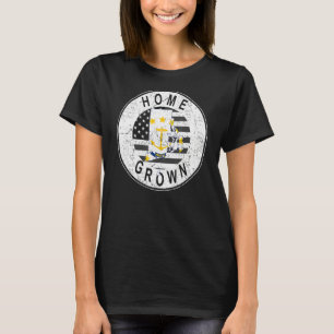 Proud America State Flag US Home Grown Rhode Islan T-Shirt