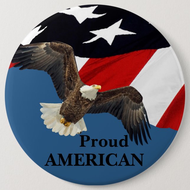 Proud American 6 Inch Round Button (Front)