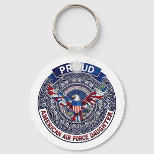 Proud American Air Force Daughter Keychain