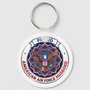 Proud American Air Force Husband Keychain