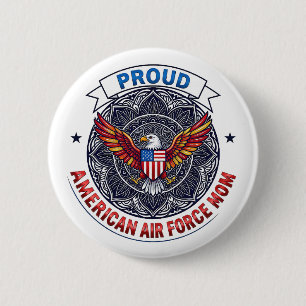 Proud American Air Force Mom 2 Inch Round Button