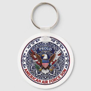 Proud American Air Force Son Keychain