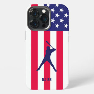 Proud American Baseball Batter Silhouette US Flag iPhone 13 Pro Case