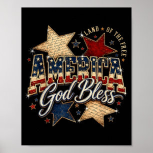 Proud american blessed patriot retro 4th of july poster