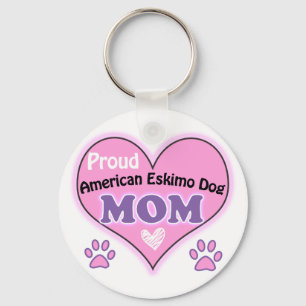 Proud American Eskimo Dog Mom Keychain