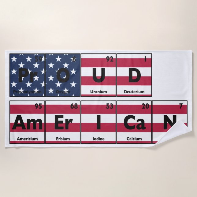 Proud American Flag USA 4th Of July Beach Towel (Front)