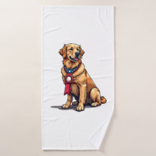 Proud American Golden Retriever Vintage Tee 4 Bath Towel