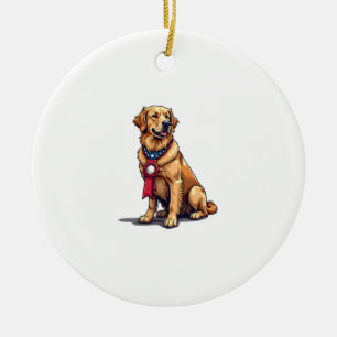 Proud American Golden Retriever Vintage Tee 4 Ceramic Ornament