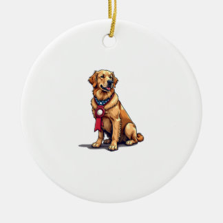 Proud American Golden Retriever Vintage Tee 4 Ceramic Ornament