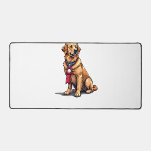 Proud American Golden Retriever Vintage Tee 4 Desk Mat