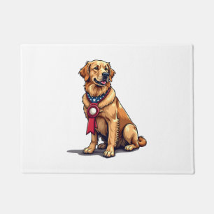Proud American Golden Retriever Vintage Tee 4 Doormat