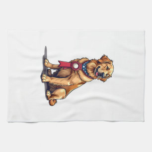 Proud American Golden Retriever Vintage Tee 4 Kitchen Towel