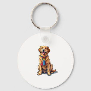 Proud American Golden Retriever Vintage Tee Keychain