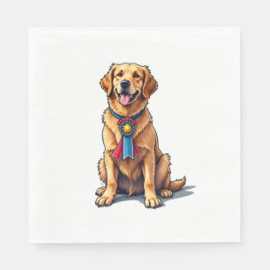 Proud American Golden Retriever Vintage Tee Napkin