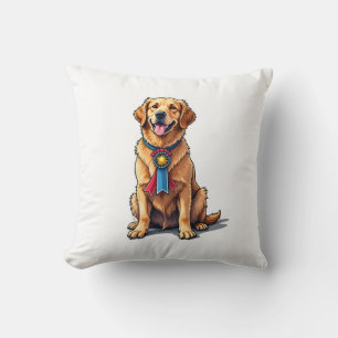 Proud American Golden Retriever Vintage Tee Throw Pillow