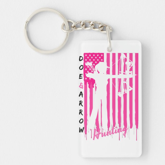 Proud American Huntress Pink Keychain (Front)