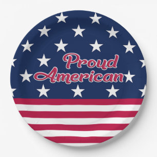 Proud American patriotic star & stripes usa Paper Plate