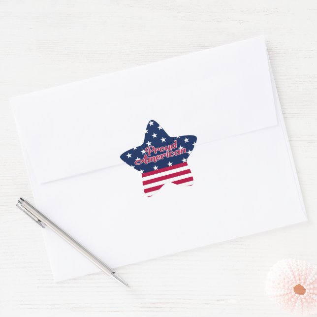 Proud American patriotic stars & stripes Star Sticker (Envelope)