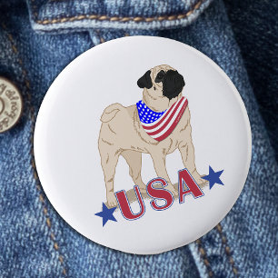 Proud American Pug patriotic 2 Inch Round Button
