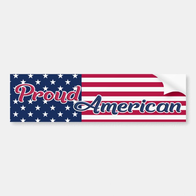 Proud American stars & stripes USA flag Bumper Sticker (Front)