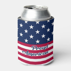 Proud American stars & stripes USA flag patriotic Can Cooler