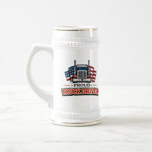 Proud American Truck Driver Beer Stein