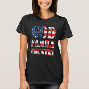 Proud American Us Flag God Family Country T-Shirt