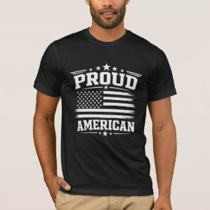 Proud American USA Flag Men's Black Bella+Canvas T-Shirt