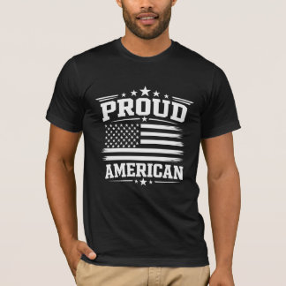 Proud American USA Flag Men's Black Bella+Canvas T-Shirt