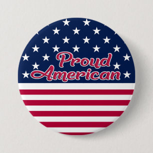 Proud American USA flag stars and stripes 3 Inch Round Button