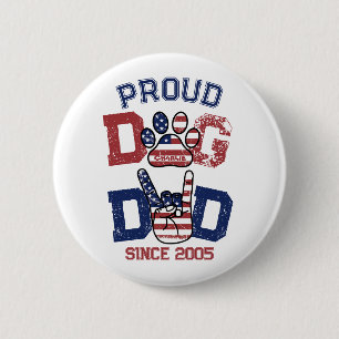 Proud American USA Pet Dog Dad Lover US Flag 2 Inch Round Button