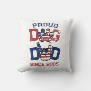 Proud American USA Pet Dog Dad Lover US Flag Throw Pillow