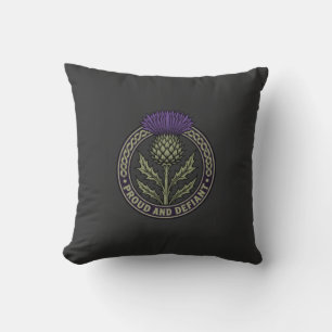 Proud And Defiant Vintage Scottish Thistle Throw Pillow