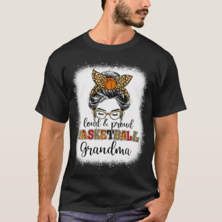 Proud And Loud Basketball Grandma Messy Bun Leopar T-Shirt