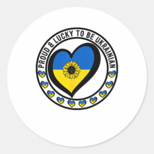 Proud And Lucky To Be Ukrainian I Love Ukraine Fla Classic Round Sticker