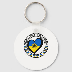 Proud And Lucky To Be Ukrainian I Love Ukraine Fla Keychain