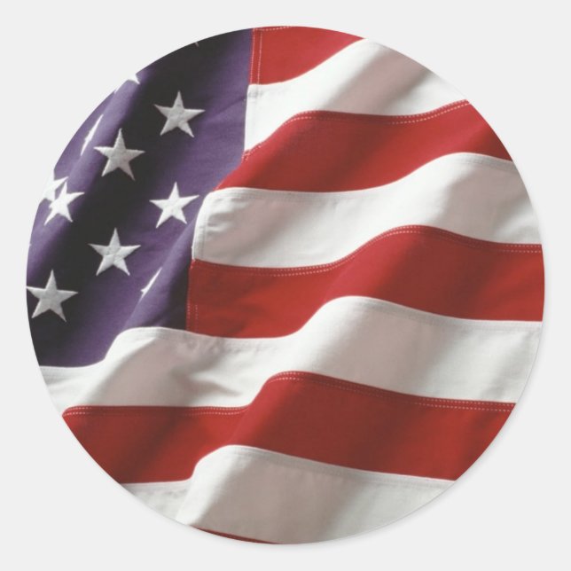 Proud and Patriotic USA Flag Classic Round Sticker (Front)