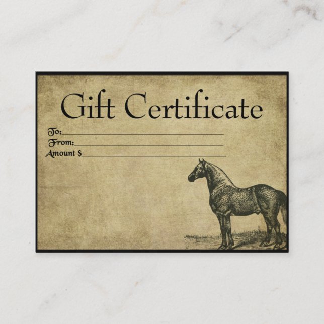 Proud And True- Horses- Prim Gift Certificate Card (Front)