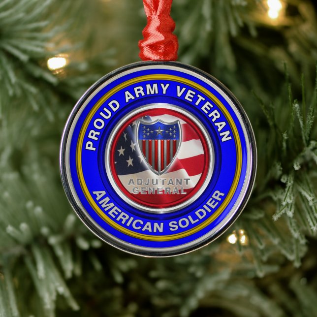 Proud Army Adjutant General Veteran Metal Ornament (Tree)