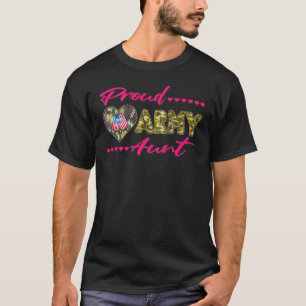 Proud Army Aunt Camo US Flag Dog Tags Military Aun T-Shirt