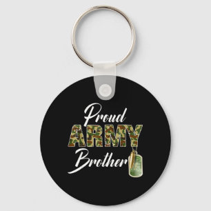 Proud Army Brother Camouflage Soldier Family Match Keychain