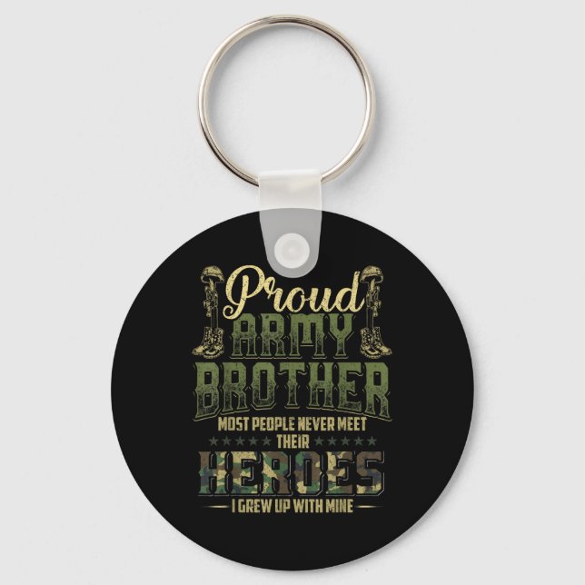 Proud Army Brother Shirt Patriotic Military Vetera Keychain (Front)