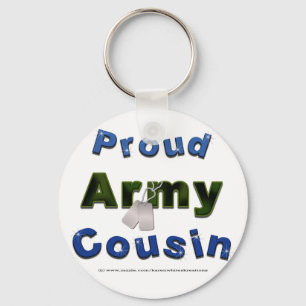 Proud Army Cousin Blue Keychain