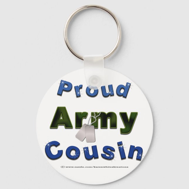 Proud Army Cousin Blue Keychain (Front)
