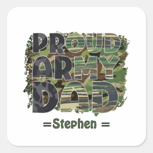 Proud Army Dad Camouflage Design Square Sticker