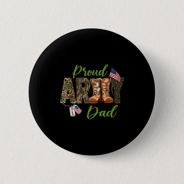 Proud Army Dad Us Flag Design 2 Inch Round Button (Front)