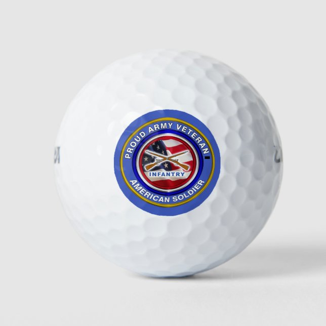 Proud Army Infantry Veteran Golf Balls (Front)