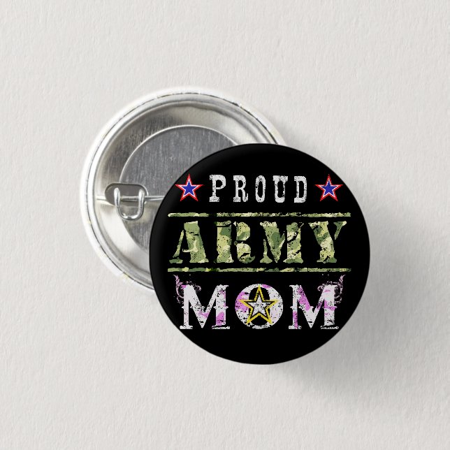 Proud Army Mom 1 Inch Round Button (Front & Back)