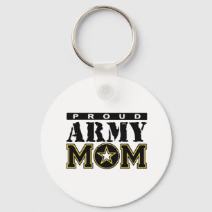 Proud Army Mom Button Keychain
