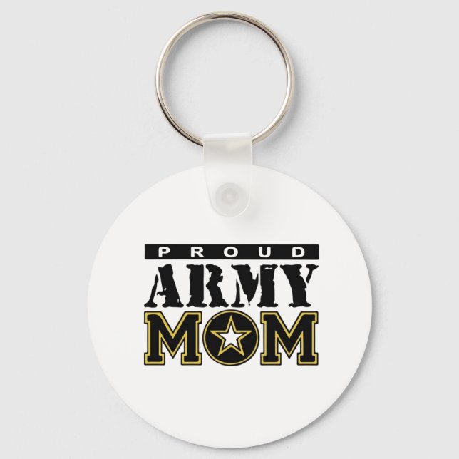 Proud Army Mom Button Keychain (Front)